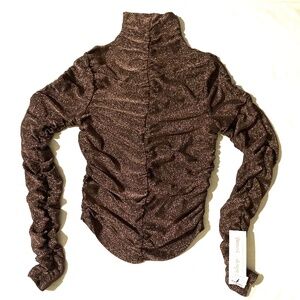 NWT Bishop & Young Metallic Scrunch Blouse